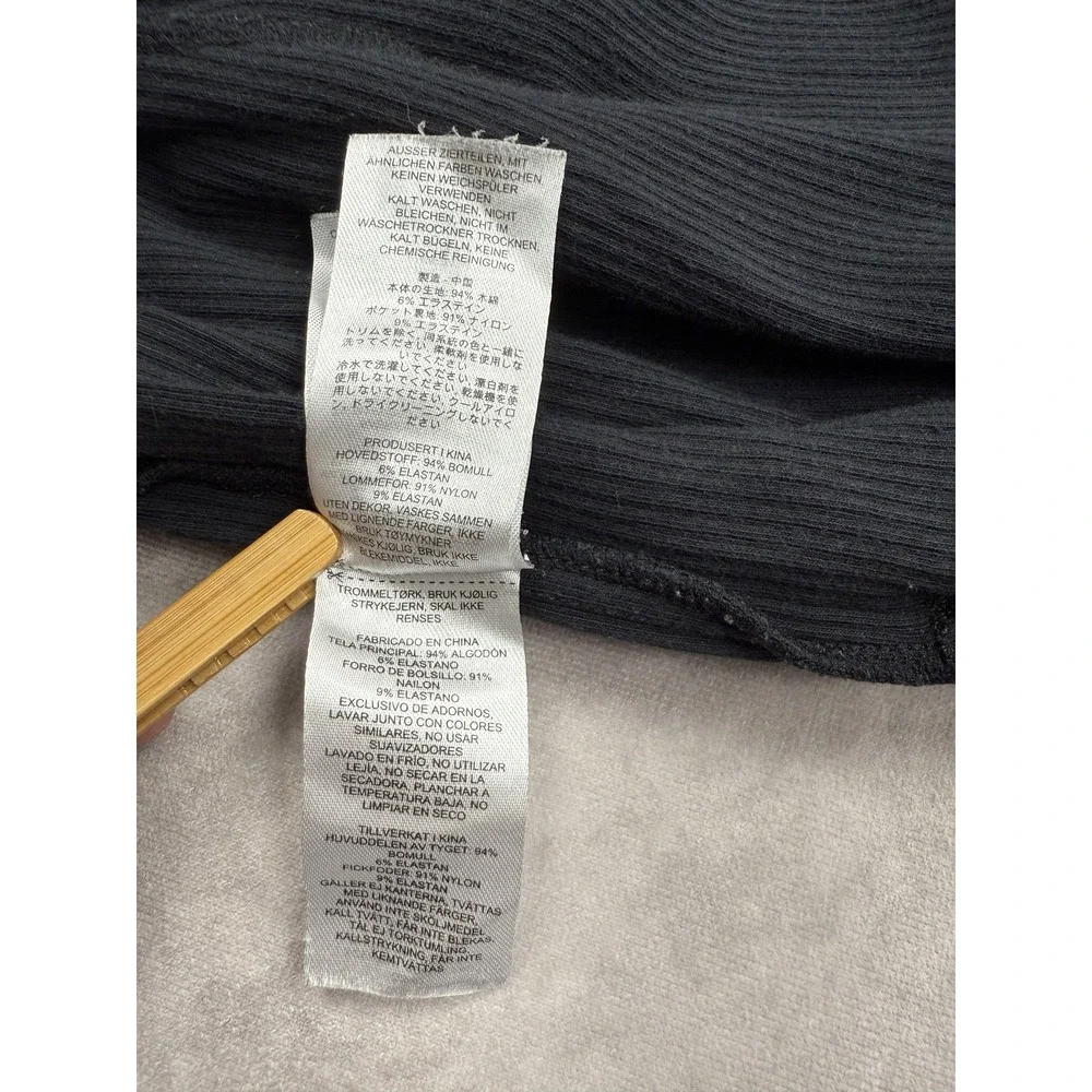Gymshark Pants Mens Small Black Ribbed Joggers Stretch Knit Cuffed‎ Pockets Logo